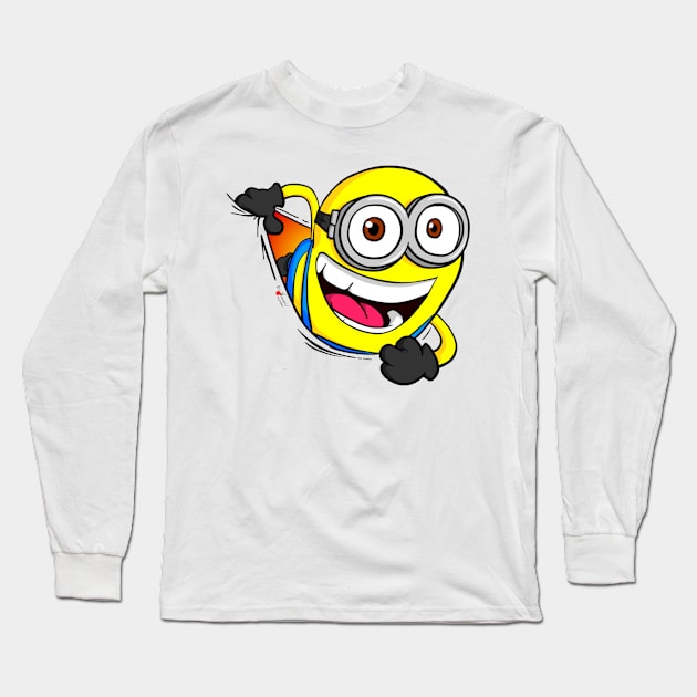 Minion Sticker Long Sleeve T-Shirt by Rovertarthead